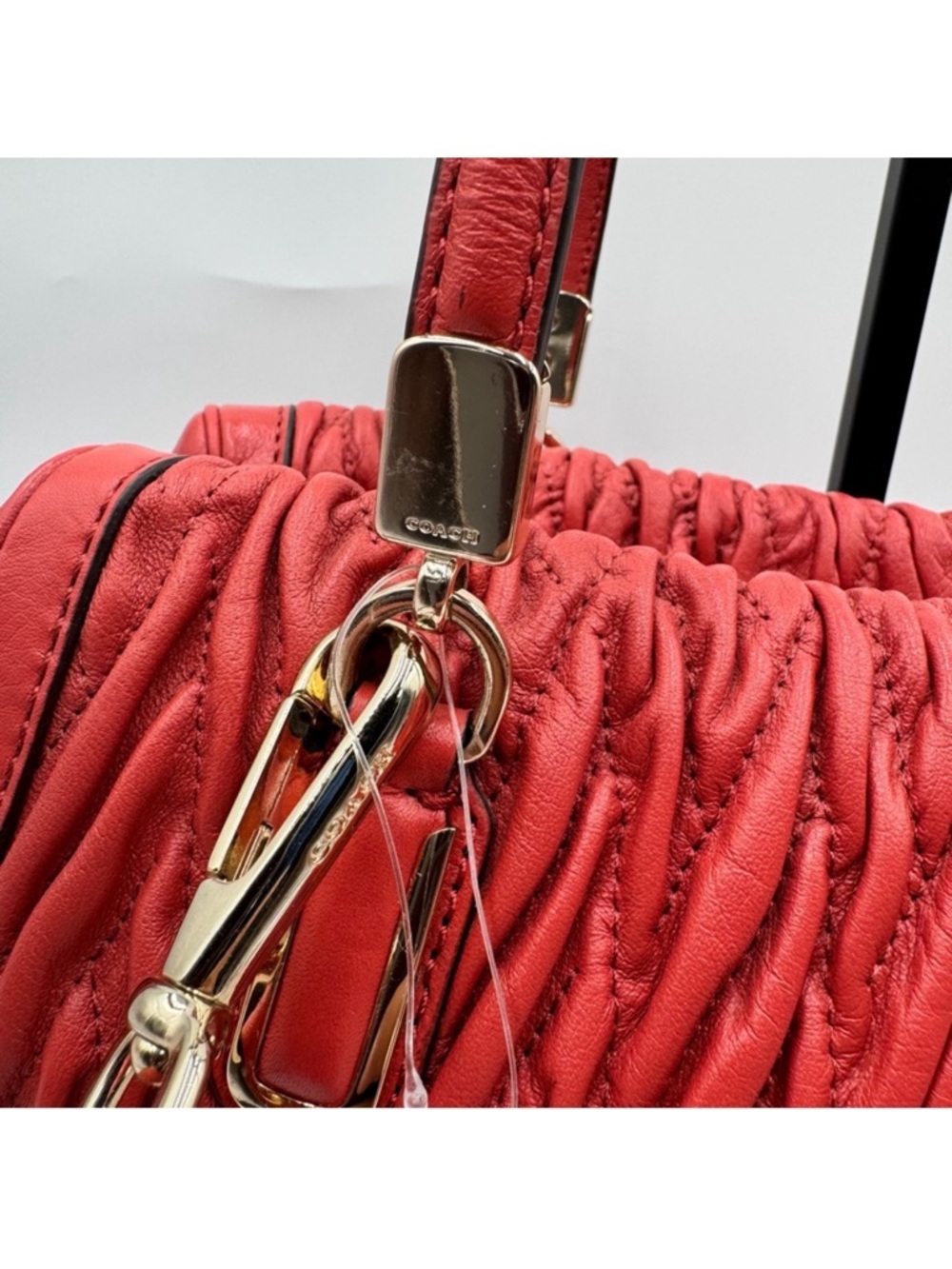 Coach Limited Edition Madison Gathered Chevron Red Leather Madeline Satchel NWT - Picture 4 of 13